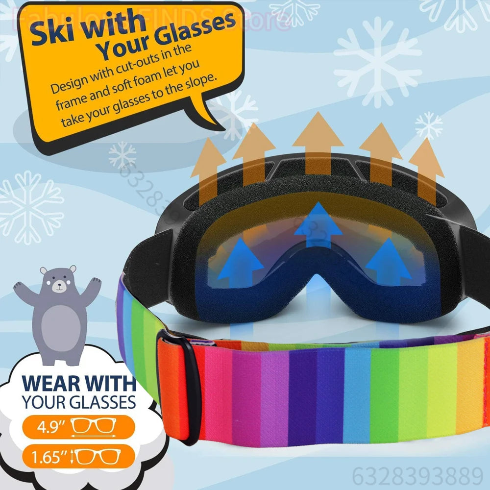 Gafas de esquí para niños de 4 a 14 años, antiniebla, doble capa, UV400, gafas de nieve, deportes al aire libre, Snowboard de invierno, gafas de esquí para niños