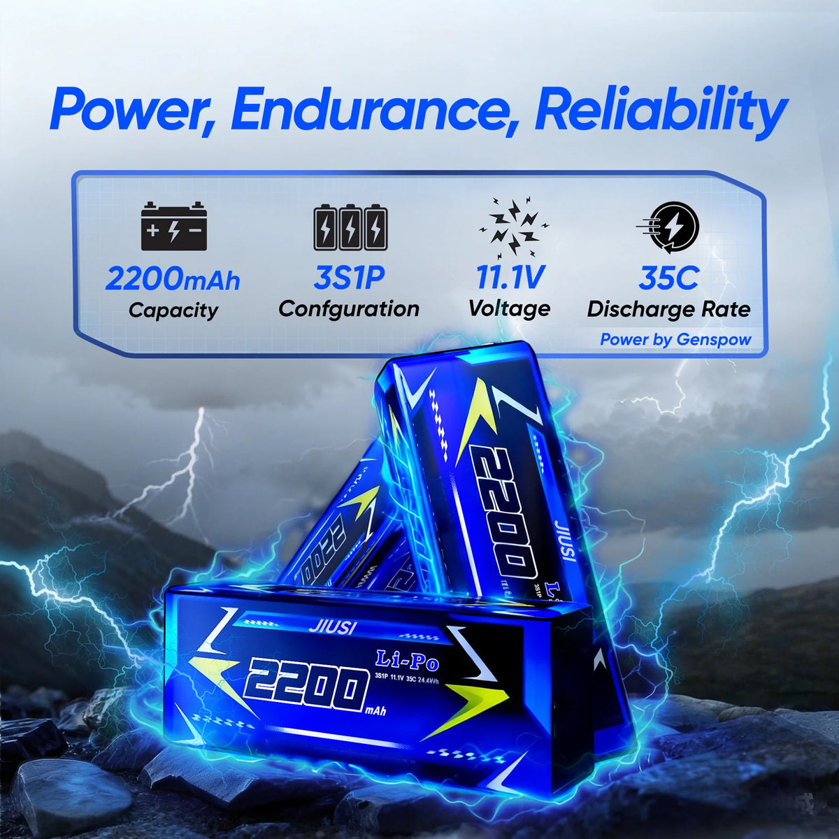 Batería LiPo 2200 mAh 3S 35C para coche RC, 11.1 V