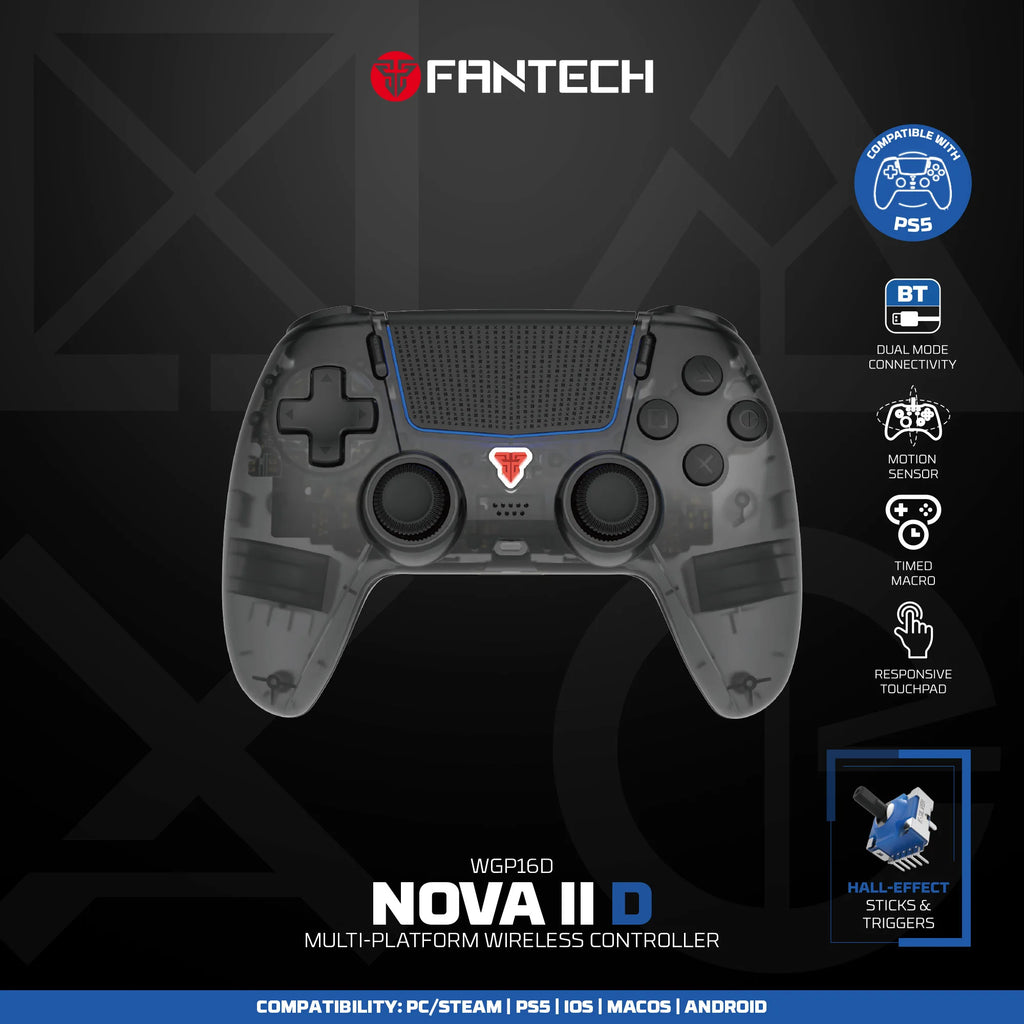 Mando inalámbrico FANTECH NOVA IID WGP16D BT 5.3 con joystick y efecto Hall, vibración y compatibilidad con PS5, PC, iOS y Android