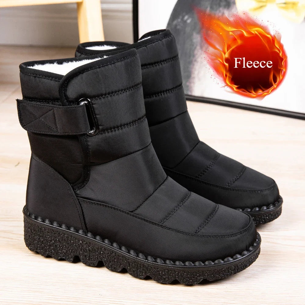 Botas de Mujer 2026, Botas de Nieve Impermeables para Invierno, Botas Cálidas de Piel para Mujer, Zapatos de Algodón, Botines Negros para Mujer