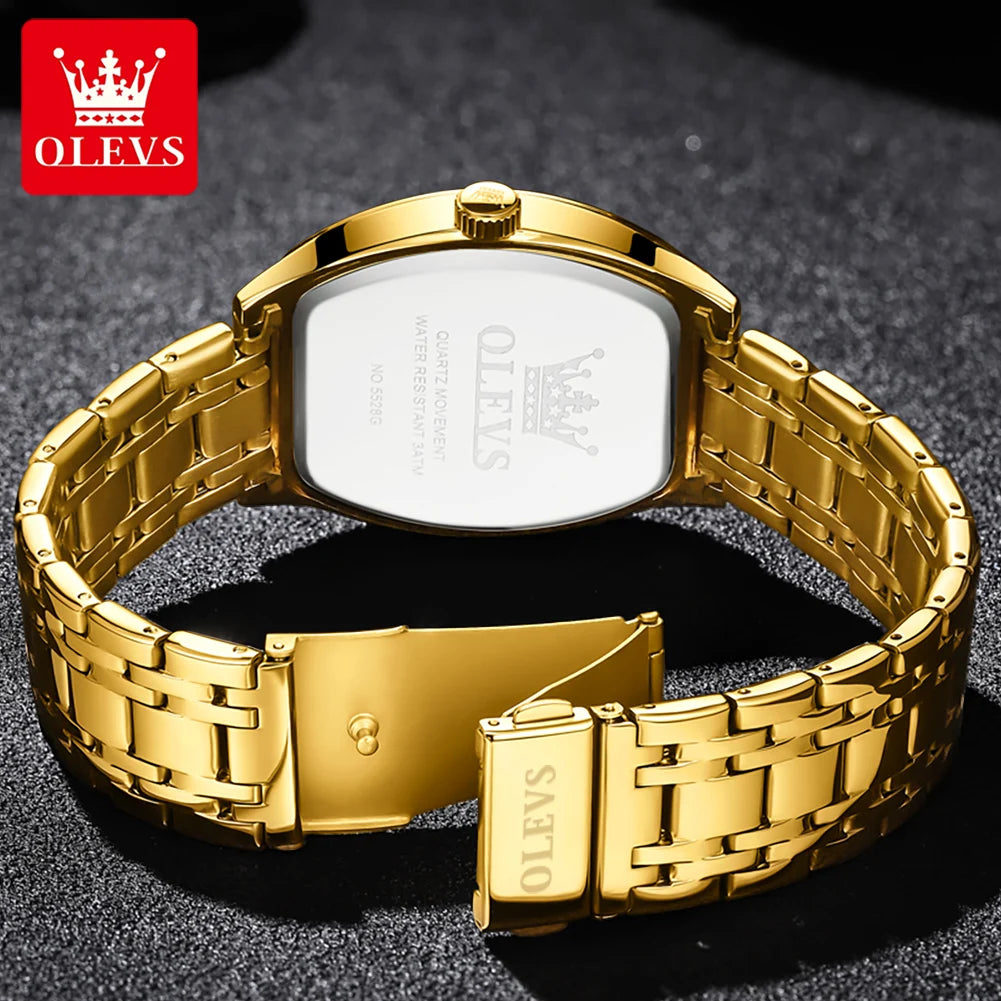 Reloj OLEVS para hombre, de lujo, tipo tonel, original, marca de alta gama, de cuarzo, resistente al agua, luminoso, con día y fecha, reloj de pulsera para caballero