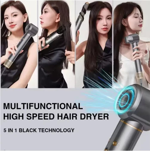 Secador de Pelo Profesional 5 en 1, Multifuncional, Personalizable, con Iones Negativos, Silencioso, de Alta Potencia, para el Cuidado del Cabello en Casa