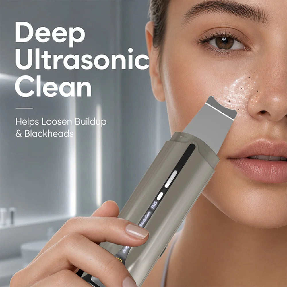 Limpiador Ultrasónico 4 en 1, Exfoliante Facial, Limpiador de Piel, EMS, Exportación de Iones, Luz Roja, Eliminador de Puntos Negros, Tecnología de Belleza para el Cuidado de la Piel, Dispositivo para el Hogar