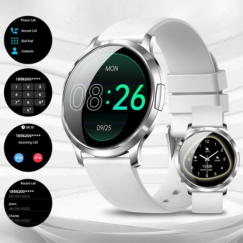 Reloj inteligente LIGE 2025 con pantalla AMOLED ultrafina, pulsera deportiva de fitness para mujer, esfera de reloj personalizada, llamada Bluetooth, reloj inteligente de lujo