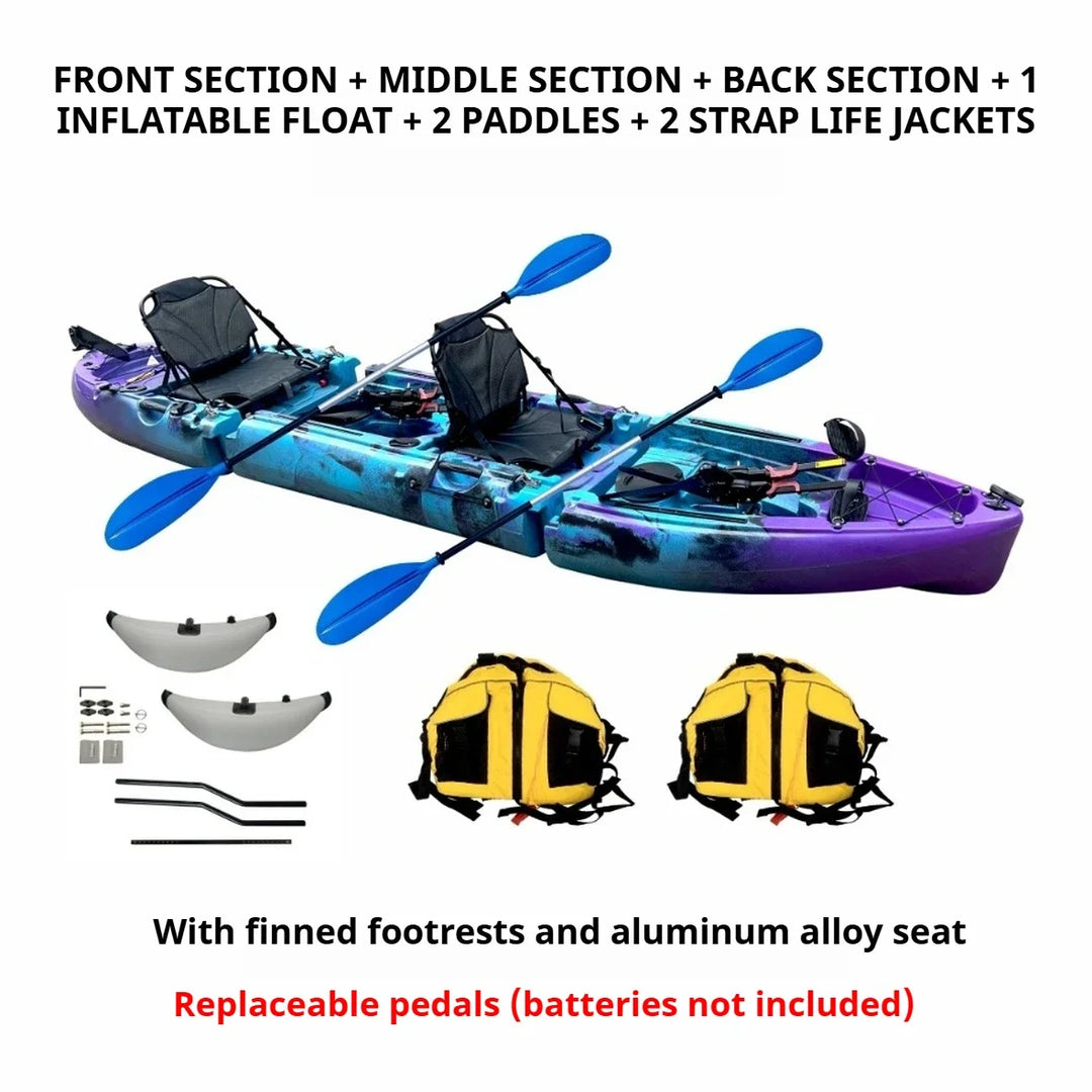Kayak LLDPE portátil 2025 con canoa eléctrica impulsada por Pedal de carcasa dura dividida para Solo Tandem Lake Sea Adventures montaje Modular