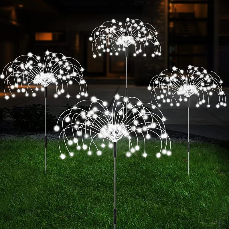 Lámpara solar LED de fuegos artificiales, decoración de jardín para exteriores, luces de hadas para senderos, luces solares impermeables para Navidad, patio, balcón y césped