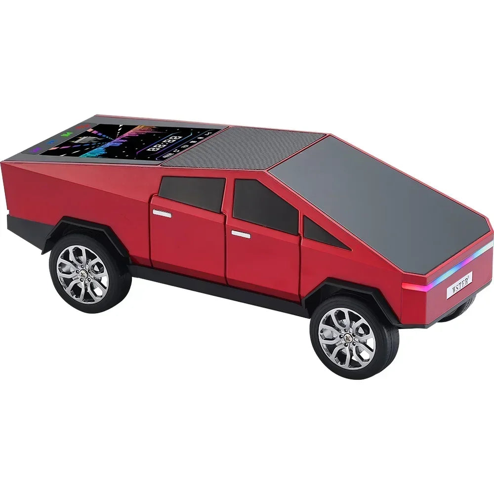 WS-580 Nuevo altavoz Bluetooth inalámbrico con forma de coche Cybertruck con TF, USB, FM, TWS, selfie, luz LED de colores y carga tipo C