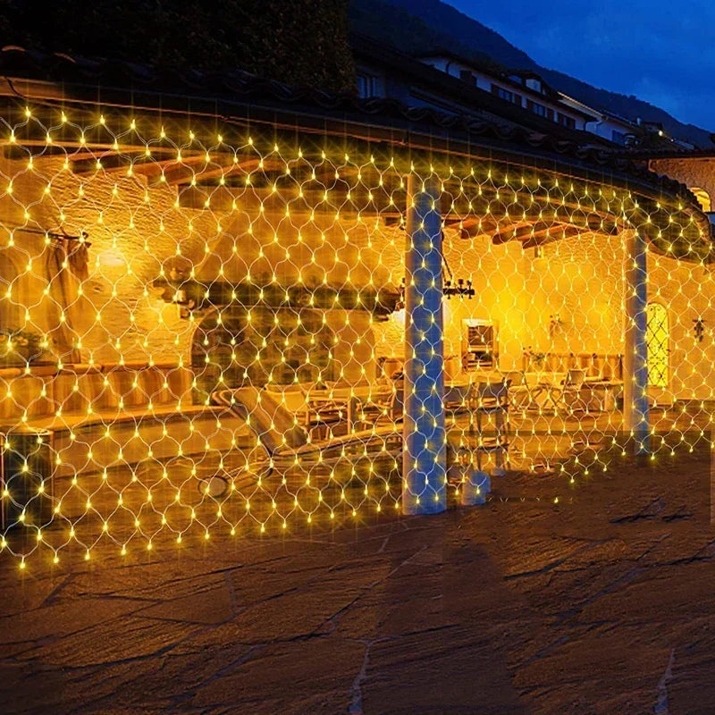 LED Festoon String Christmas Net Mesh Lights Fairy Curtain Garland Outdoor Waterproof 3M-18M For Party Garden Wedding Decoration