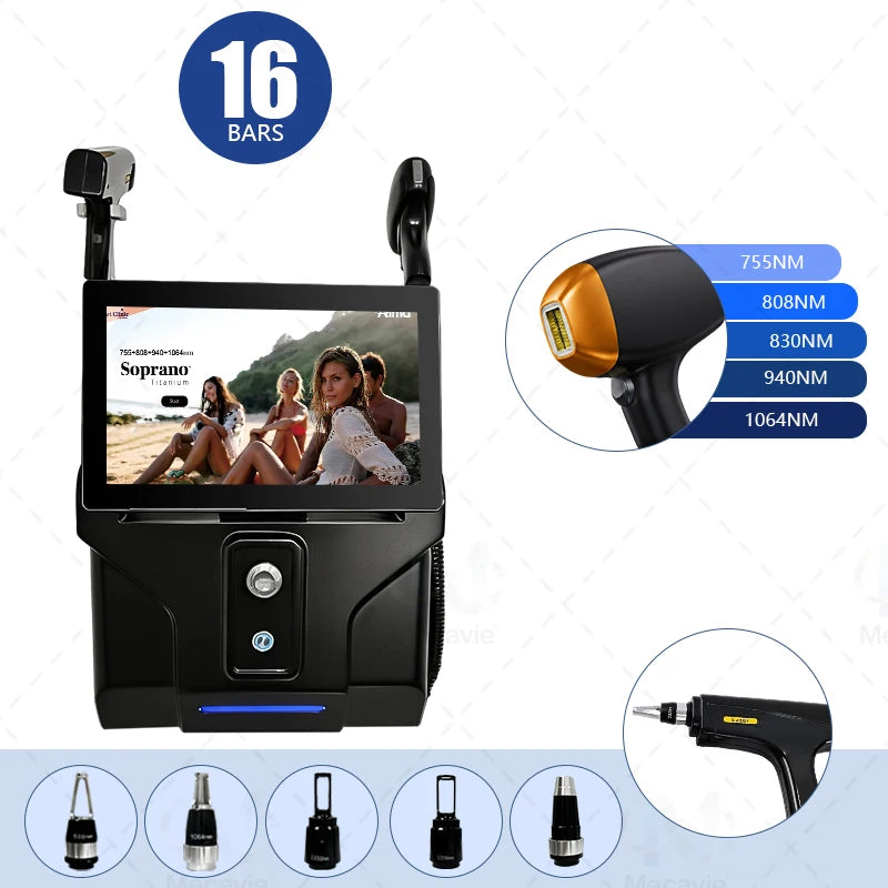 Máquina de Depilación Láser de 5 Longitudes de Onda 2026, Diodo 2 en 1 808nm 5000w, Máquina ND:YAG Pico Q Switch, Máquina de Depilación Indolora, Cuidado de la Piel