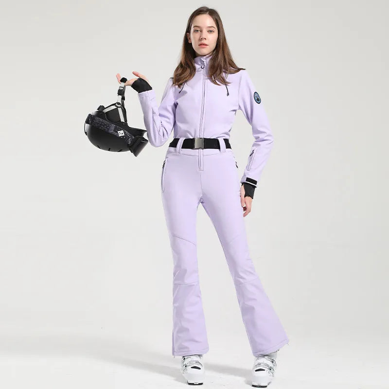Mono de Esquí para Mujer Gsou Snow 2026, Ajustado, Cortavientos, Impermeable, Térmico, Profesional, para Esquí Alpino, de una Pieza
