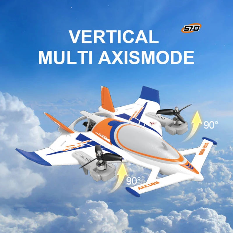 Avión QIDI570 RC, Avión de Control remoto de 8 canales con Motor sin escobillas, avión Vector de 3 ejes, modelo planeador 3D/6G RC, juguete para niños