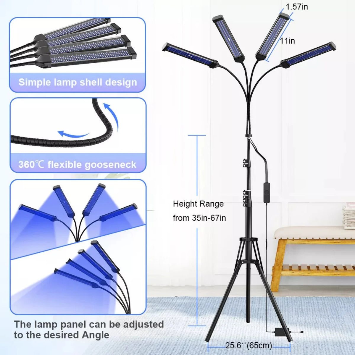 Lámpara de bronceado UV profesional de 4 cabezales, luz de baño solar de 35W, rejuvenecimiento de la piel del acné, equipo de belleza para uso en salón de belleza en el hogar
