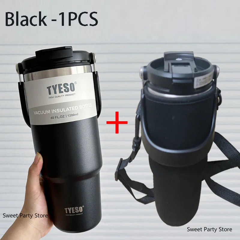 Tyeso 600/750/900/1050/1200ML botella termo de acero inoxidable taza de café para coche botellas de agua deportivas mantiene el frío y el calor taza térmica