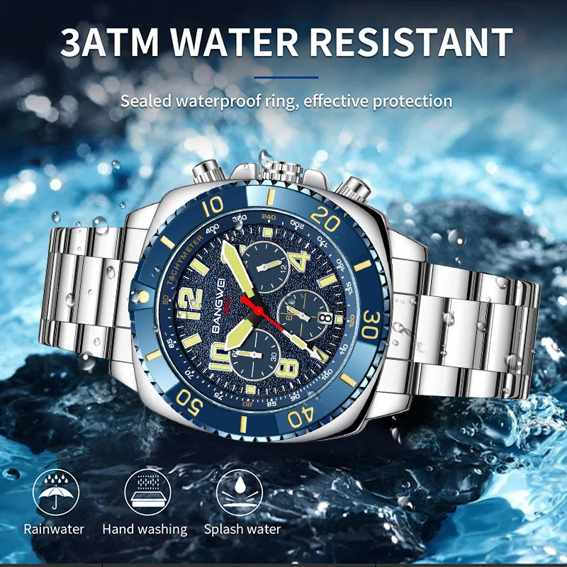 Reloj de cuarzo para hombre LIGE BANGWEI, esfera digital, elegante, de negocios, de lujo, con fecha automática, resistente al agua, luminoso, de acero inoxidable, estilo casual