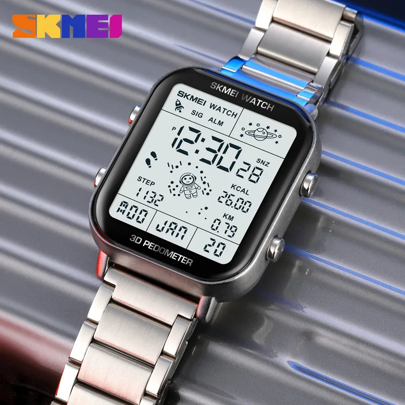 Reloj digital para hombre SKMEI de moda con pantalla retroiluminada, reloj electrónico cuadrado multifuncional deportivo, reloj digital LED para hombre