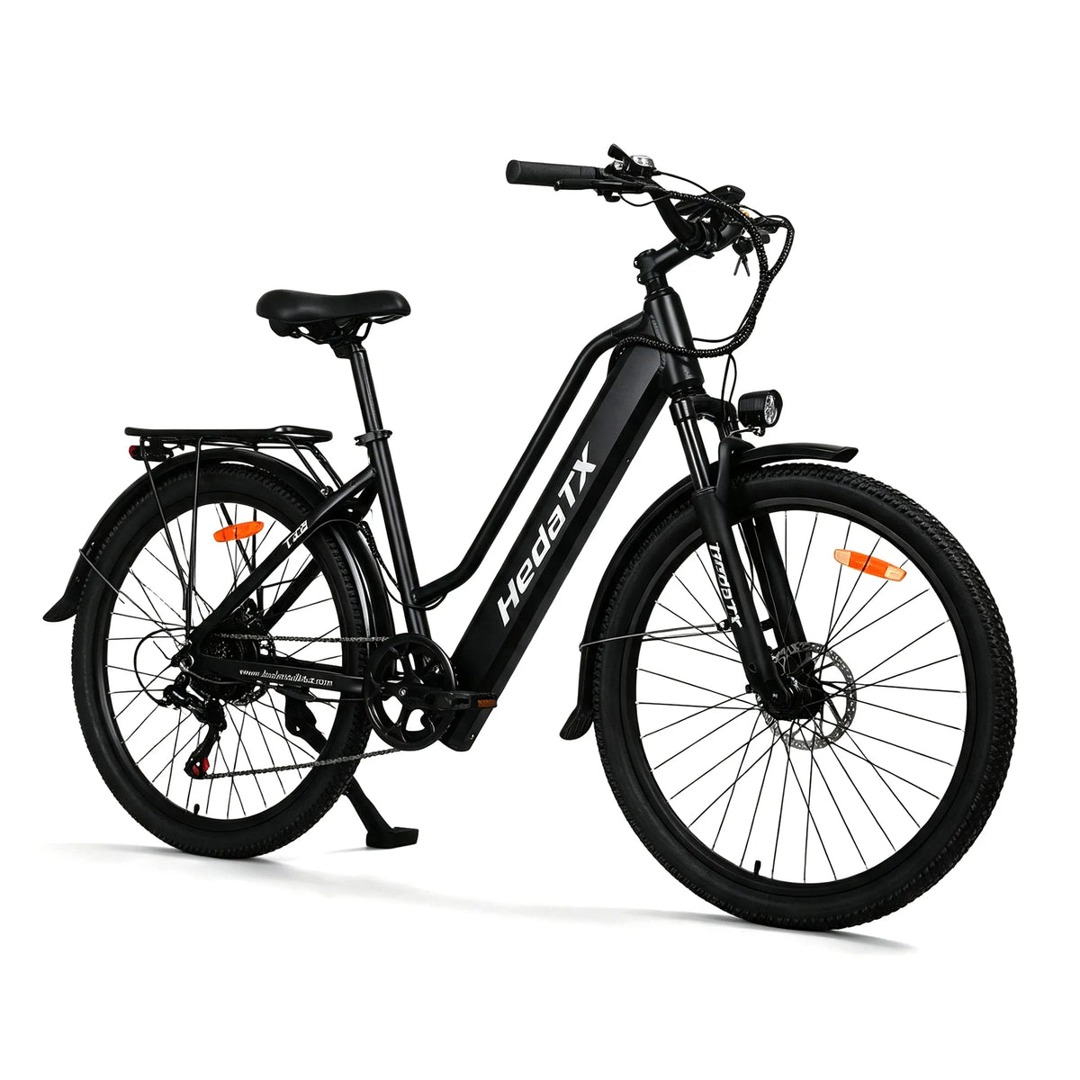 Bicicleta eléctrica de paseo HEDA TX2, bicicleta de montaña eléctrica de 26", marco de aleación de aluminio, batería de litio de 48V 16Ah, motor en el buje trasero, transmisión de 7 velocidades, suspensión delantera, pantalla digital LCD