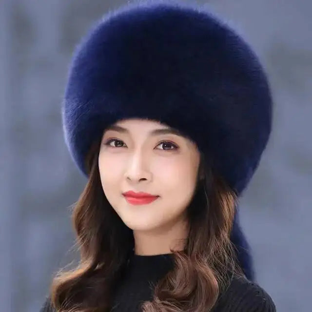 Gorro de piel de zorro auténtica para invierno, gorro de nieve de piel natural para mujer, gorros gruesos para exteriores, gorros rusos para esquiar, gorros bomber de piel blanca.