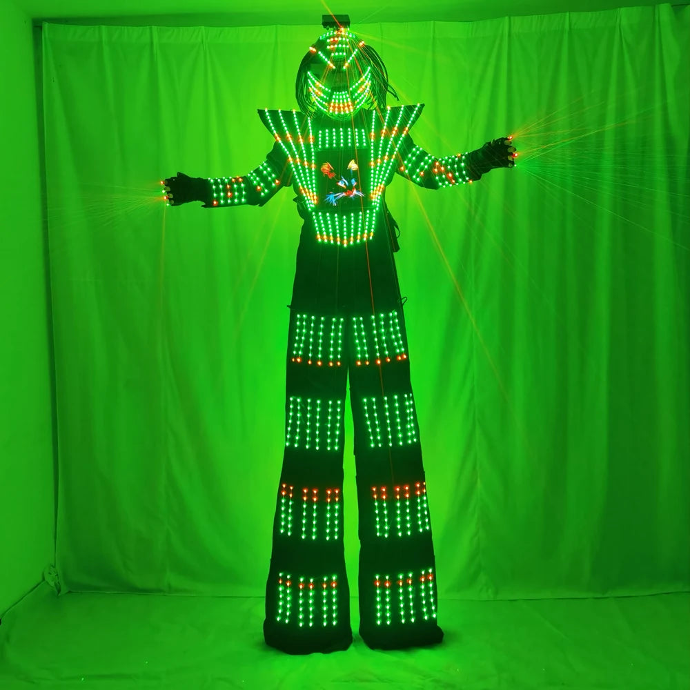 Traje de robot LED futurista mejorado 2026 con luces para espectáculos en festivales y eventos