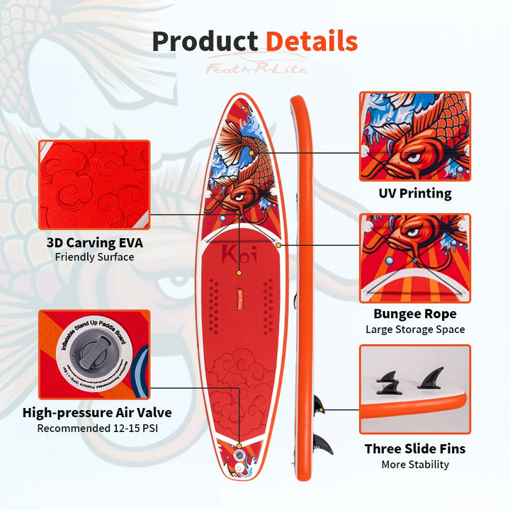 Tabla de Paddle Surf Inflable FunWater, Tabla de Remo, Tabla de Surf, Tabla SUP, 320-385CM, Tabla de Remo Antideslizante para Deportes Acuáticos