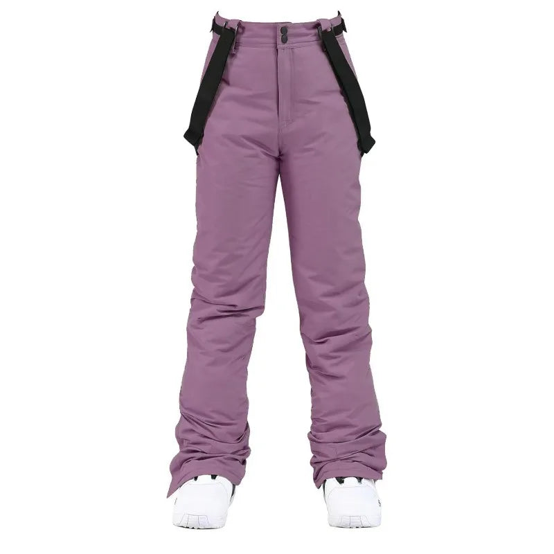 Pantalones de invierno para mujer, pantalones de esquí gruesos y cálidos de alta calidad para hombre, pantalones con tirantes impermeables a prueba de viento, pantalones de Snowboard de talla grande