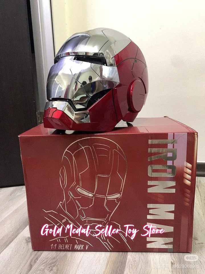Casco Mecha Iron Man Mk17 Mk5 Pro Max con Control Remoto por Voz, Accesorio de Cosplay para Niños, Decoración Navideña, Regalo de Cumpleaños