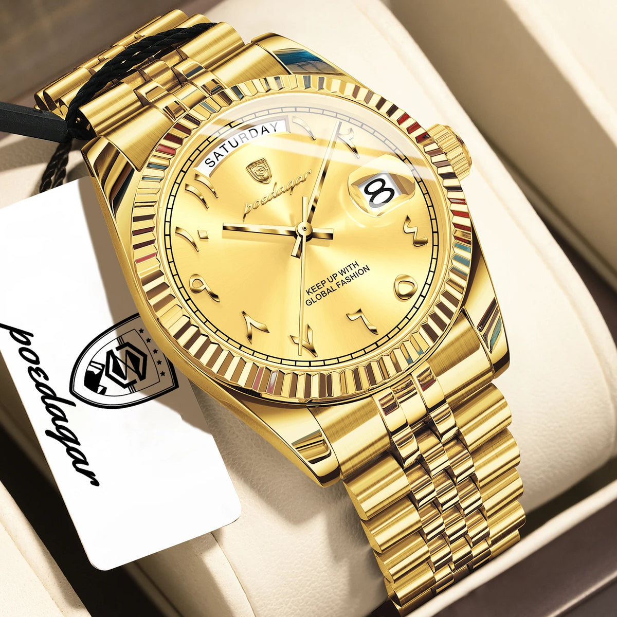 Reloj para hombre POEDAGAR de diseño moderno, de acero inoxidable, resistente al agua, estilo ejecutivo, con fecha, día de la semana, cuarzo, creativo, reloj de pulsera para hombre.