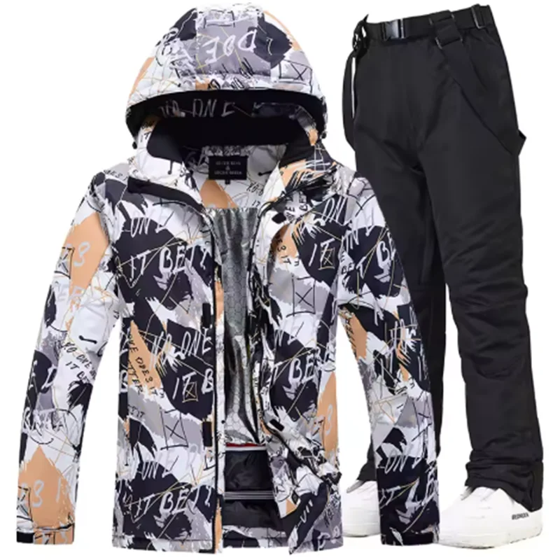 Traje de esquí colorido y cálido para hombre, ropa de snowboard, chaquetas de invierno, pantalones para hombre, ropa impermeable, disfraces de nieve,-30