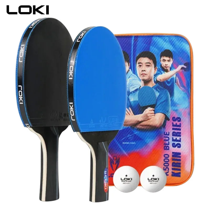 Juego de raquetas de tenis de mesa LOKI K1000 K3000 K5000 con 2 uds de paleta de Ping Pong, 2 pelotas originales y 1 Estuche de transporte