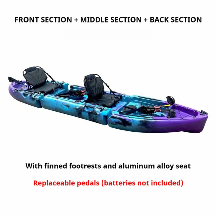 Kayak LLDPE portátil 2025 con canoa eléctrica impulsada por Pedal de carcasa dura dividida para Solo Tandem Lake Sea Adventures montaje Modular
