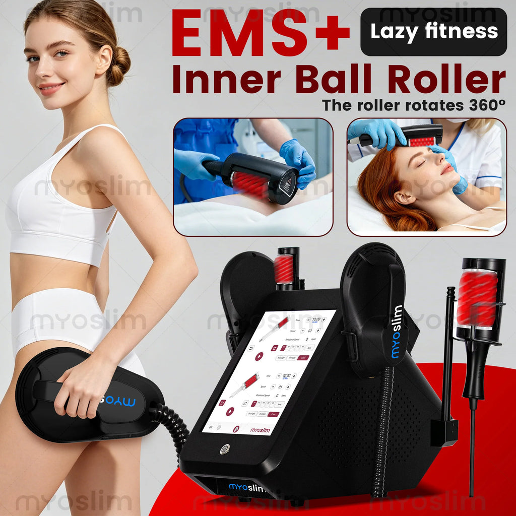 Rodillo EMS Myoslim 6500W 200HZ para Adelgazamiento y Reducción de Celulitis con Rodillo de Bolas Infrarrojas de 360 Grados, Masajeador de Belleza con Vacío