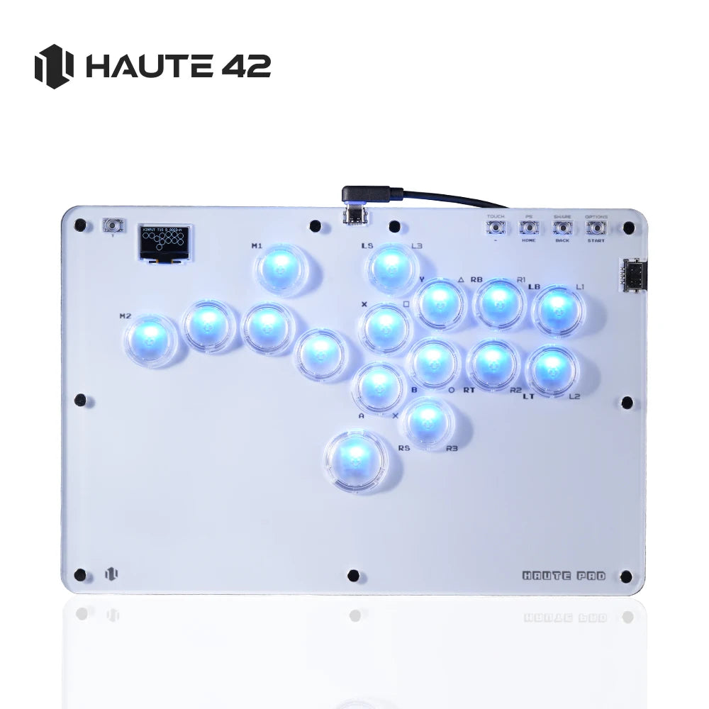Controlador Arcade sin palanca Haute42 R16 Black Rim, Hitbox, FightStick, Stickless Arcade Stick para PC/PS4/PS5, Hitbox sin palanca