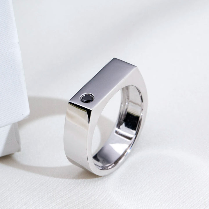 Anillo de Lujo Messi Jewelry, Anillo Fino Personalizado, Anillo de Oro Blanco de 18k con Diamante Cultivado en Laboratorio de Corte Redondo MSR-1918