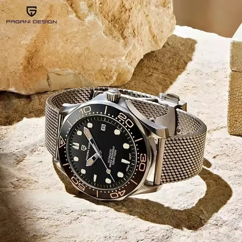 Reloj de lujo mecánico PAGANI DESIGN, bisel de cerámica, cristal de zafiro, fecha, luminoso, movimiento japonés, reloj de acero inoxidable para hombre