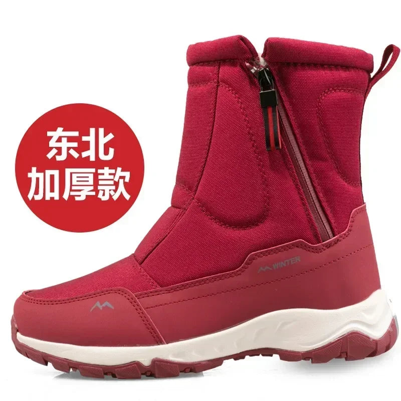 Botas de invierno para hombre, botas de nieve cálidas a media pantorrilla, zapatos cálidos para hombre, botas de invierno de felpa gruesas para hombre y mujer, zapatos de algodón