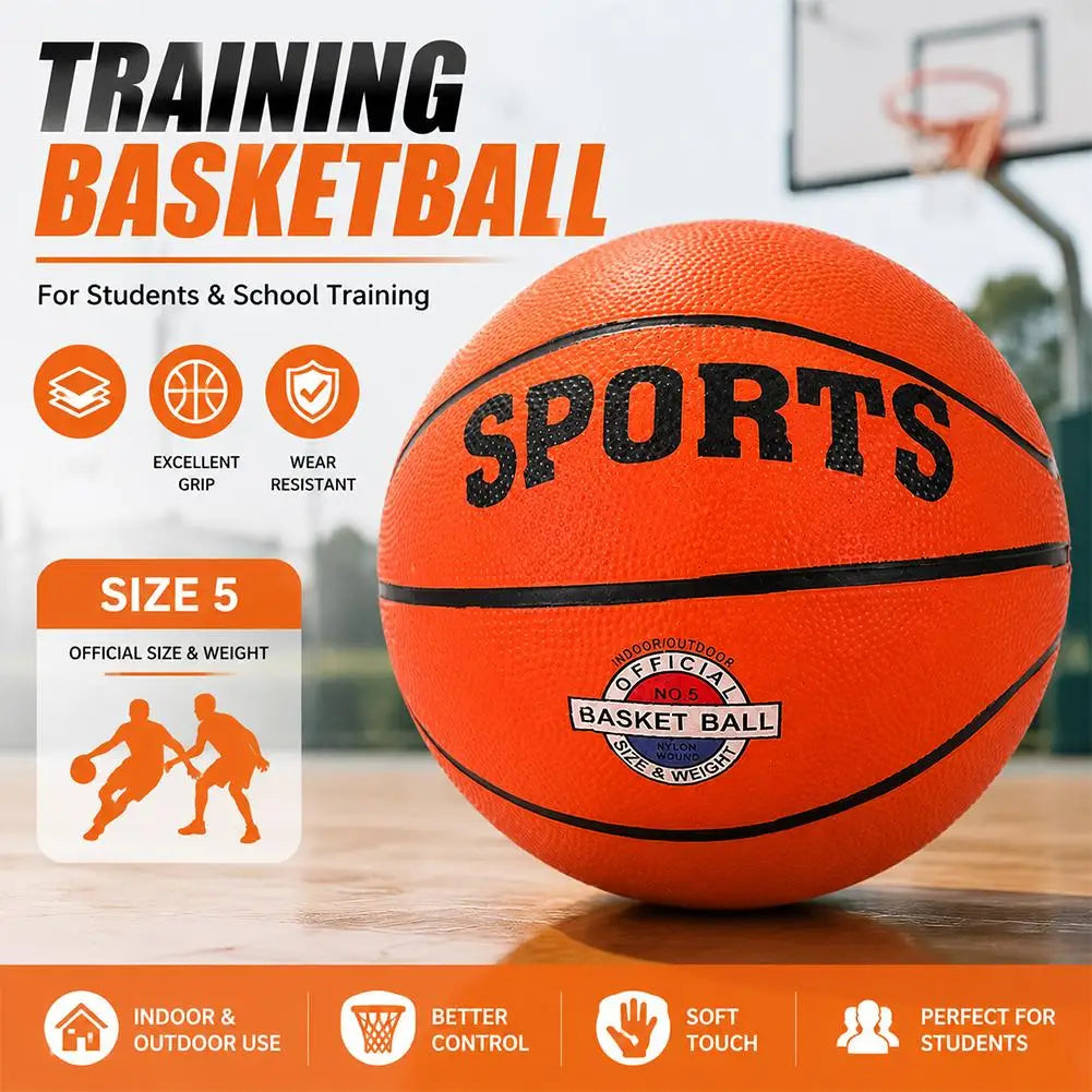 Balón de Baloncesto de Entrenamiento de Goma Tamaño 5/7 para Niños y Estudiantes, Resistente al Desgaste, para Interiores y Exteriores, para Entrenamiento Deportivo Escolar