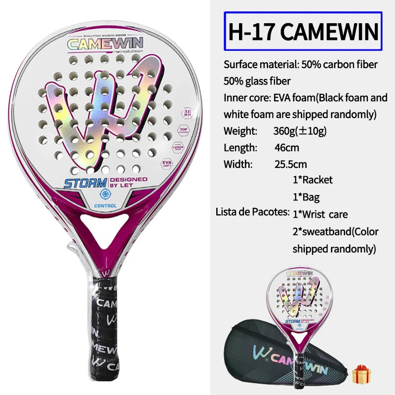 Raqueta de padel Raqueta de paddle Solo para mujer 50% fibra de carbono 50% fibra de vidrio Raqueta de tenis de playa Raqueta de tenis de fibra de carbono El nuevo