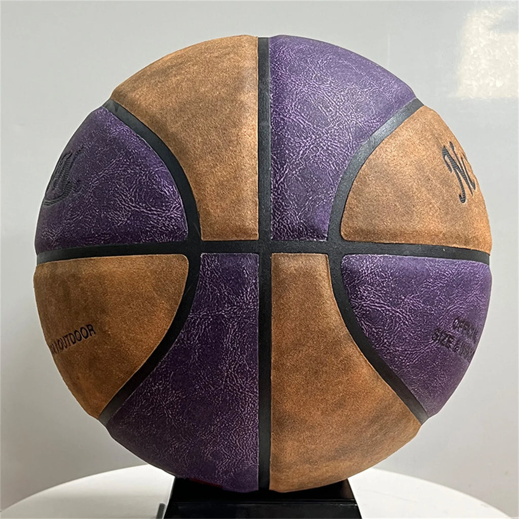 Piel de vacuno de ante auténtico Talla 7 #   Pelota de entrenamiento resistente al desgaste para interiores y exteriores para adultos, competición oficial de baloncesto