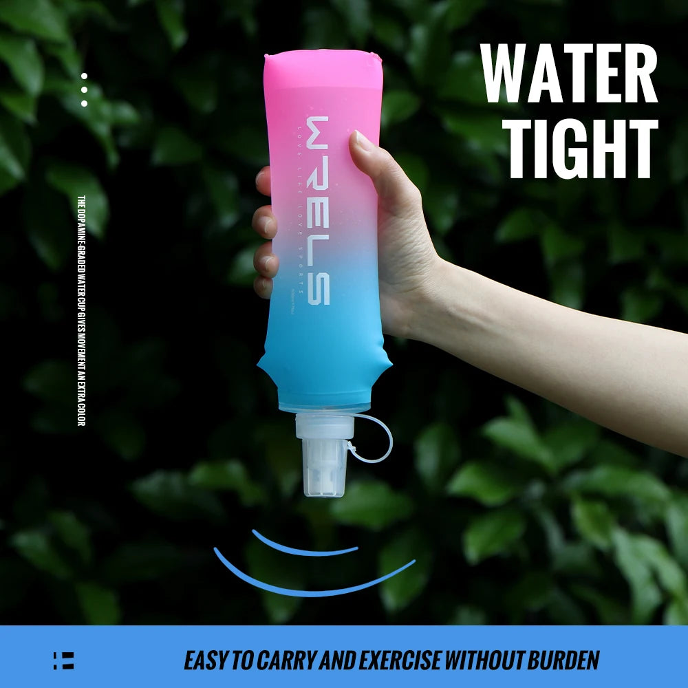 Botella de agua deportiva de TPU, matraz blando plegable, botella de agua portátil de alto flujo para correr, senderismo, bicicleta, bolsa de agua para Fitness