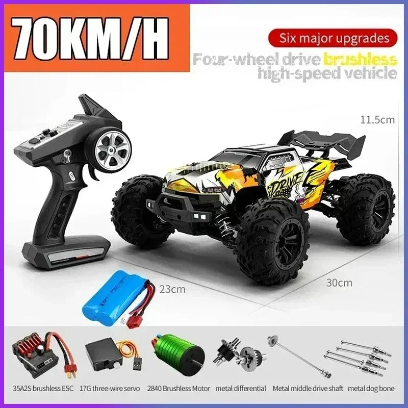 Coche teledirigido SCY16101 16102 de alta velocidad 70 km/h, coche teledirigido con tracción a las cuatro ruedas para niños, motor sin escobillas con LED