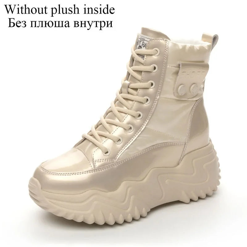 DRKANOL-Botas de nieve impermeables para mujer, zapatos cálidos con cuña, tacón de plataforma, aumento de altura, Otoño e Invierno