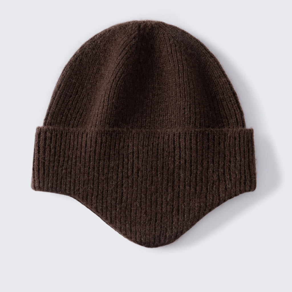 SHELTER BEANIE Gorro con Orejeras 90% Alpaca Fina 10% Cachemira, Calentador de Orejas de Lujo Sin Teñir, Gorro Tejido de Lujo, Calentador de Orejas de Puesta Rápida