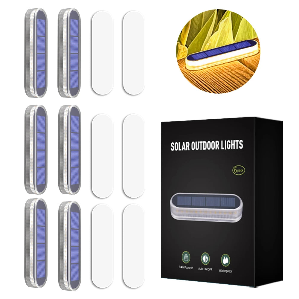 Solar Step Lights Waterproof IP68 Auto On/Off Path Lights Solar Powered Light Bar Solar LED Ground Stairs Floor Lights