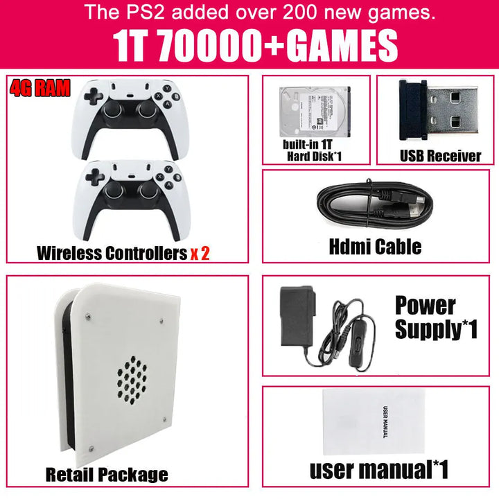 Consola de juegos retro con 8 GB de RAM, 2 TB de ROM, procesador M15, sistema Batocera, procesador I3-3110M, más de 70 000 juegos para Wii, PS2, PSP, NGC, N64 y Windows 11. Se puede jugar en la televisión.