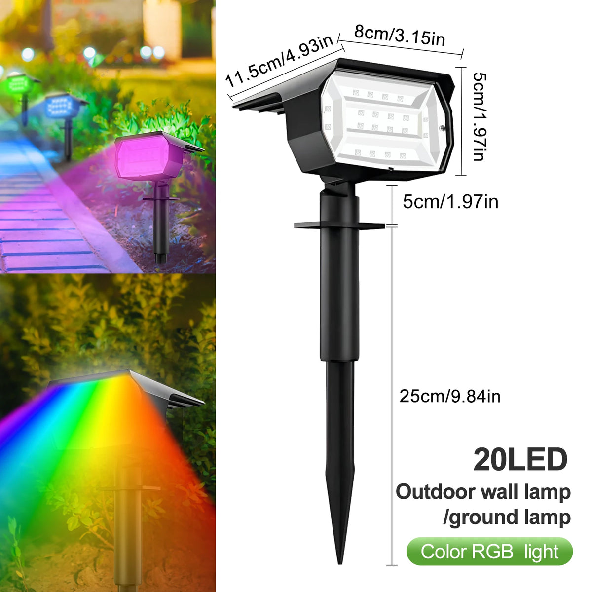 Luces solares LED de paisaje de 72/68 focos, impermeables IP65 para exteriores, con 3 modos, foco solar de jardín para patio, césped y camino