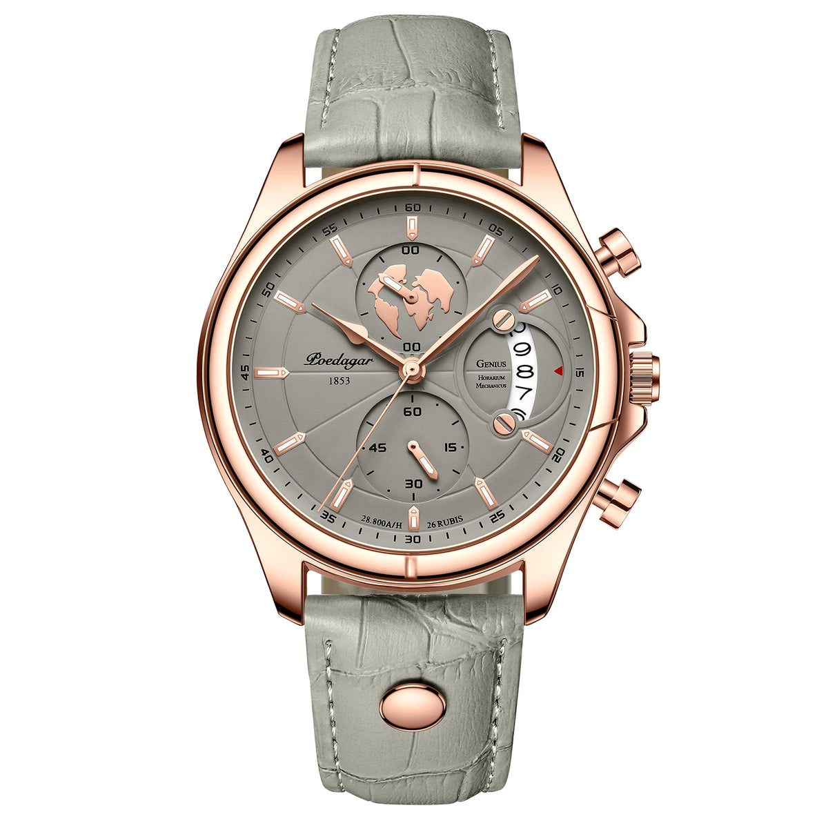 POEDAGAR Reloj de Pulsera de Lujo para Hombre Cronógrafo Fecha Impermeable Cuero Relojes de Cuarzo Casuales para Hombre Reloj Deportivo Masculino Reloj