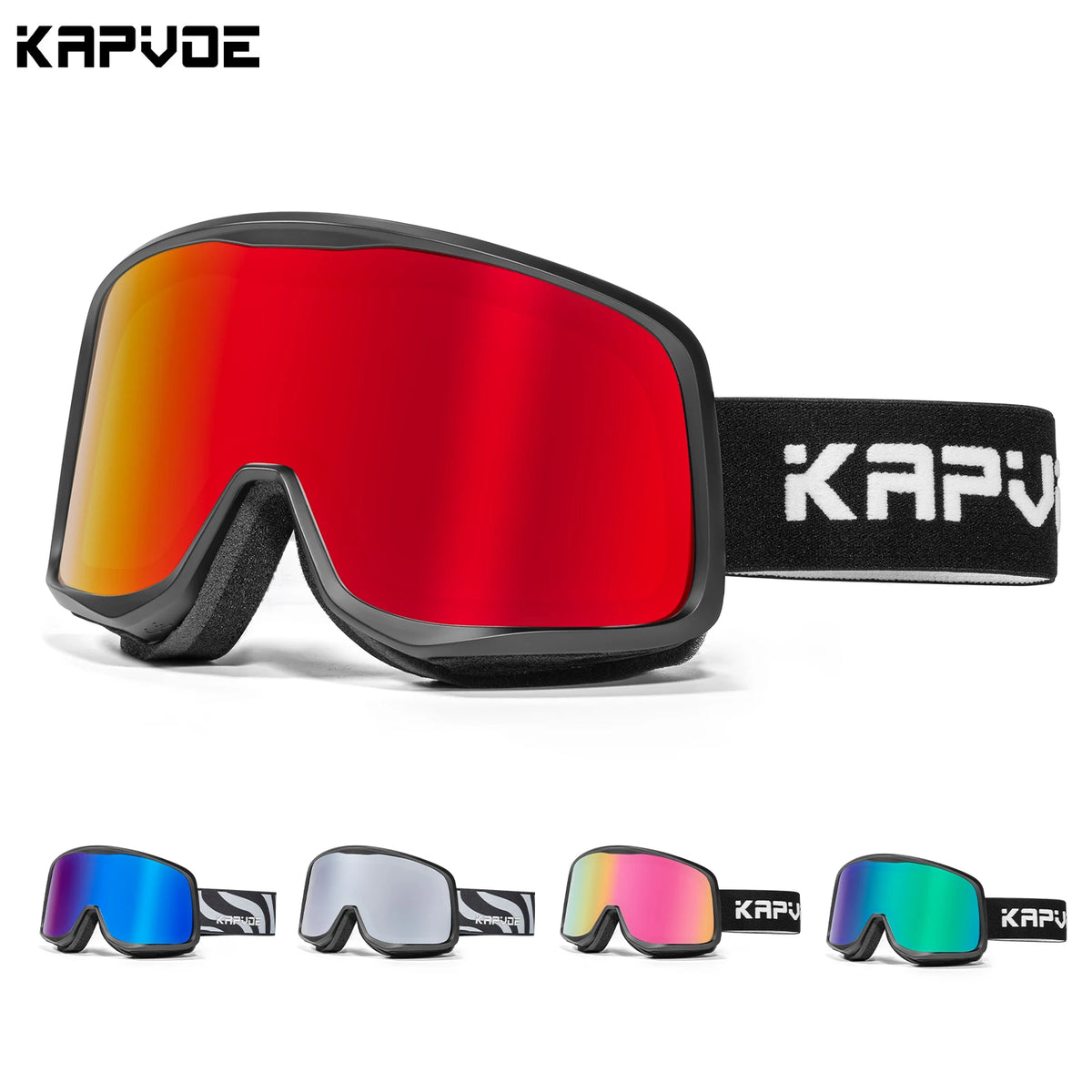 Gafas de Nieve Kapvoe UV400, Gafas de Sol para Esquí y Snowboard, Máscara de Esquí para Hombre y Mujer, Kit de Lentes Antivaho, Gafas de Protección para Moto de Nieve