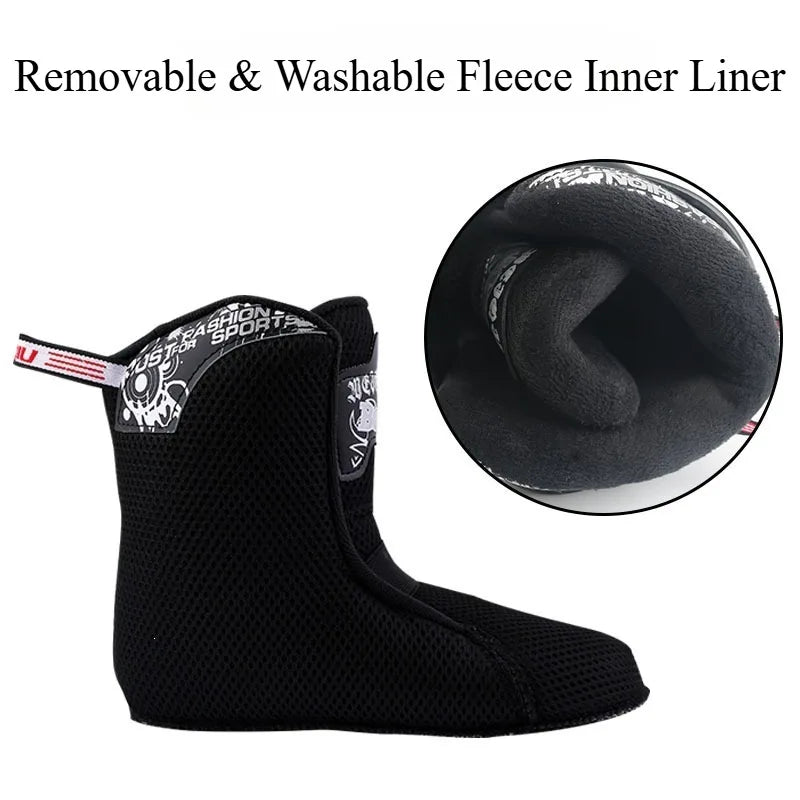 Patines de hielo ajustables para niños, zapatos de patinaje sobre hielo cálidos con forro polar, patines de hielo para principiantes con hoja de acero inoxidable, deportes de invierno al aire libre