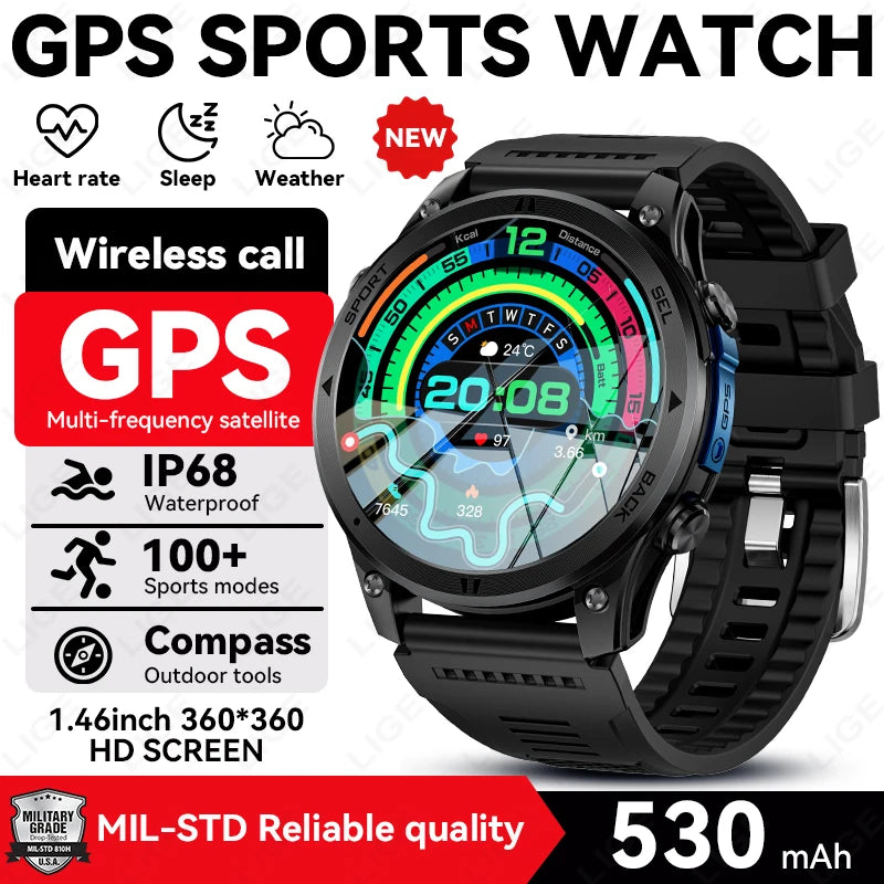 Reloj inteligente GPS para hombre 2026 New Military T-Rex 3 Ultra, batería de larga duración, resistente al agua IP68, brújula, linterna y rastreador deportivo
