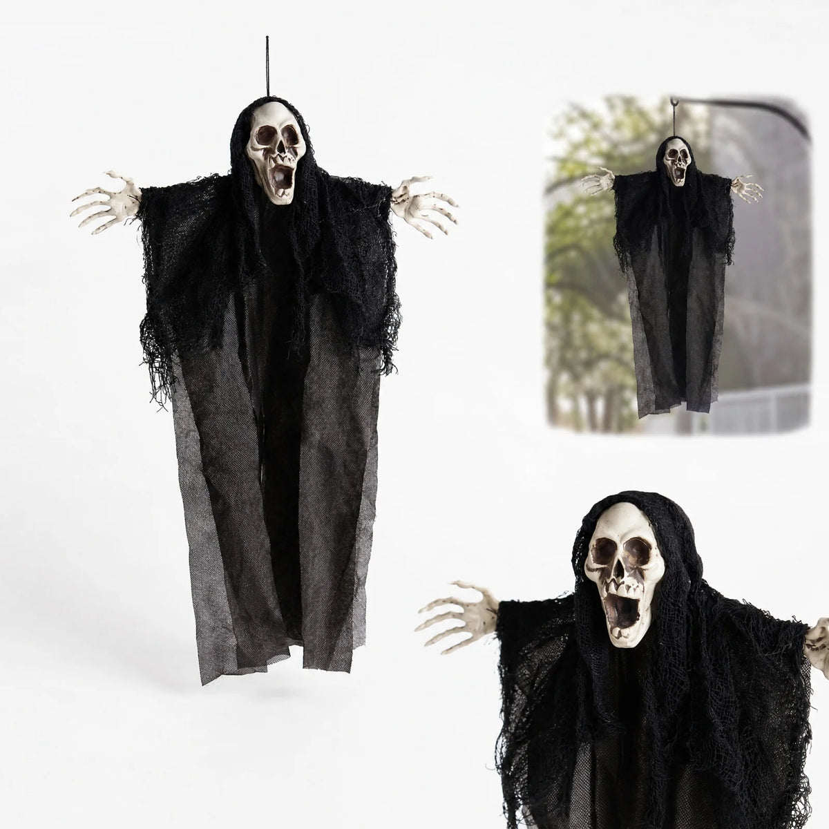 Decoración de Halloween: Fantasmas Colgantes, Zombis, Casa Embrujada, Bar, Ambiente de Terror, Capas Colgantes Aterradoras, Fantasmas para Fiestas, Puerta de Casa