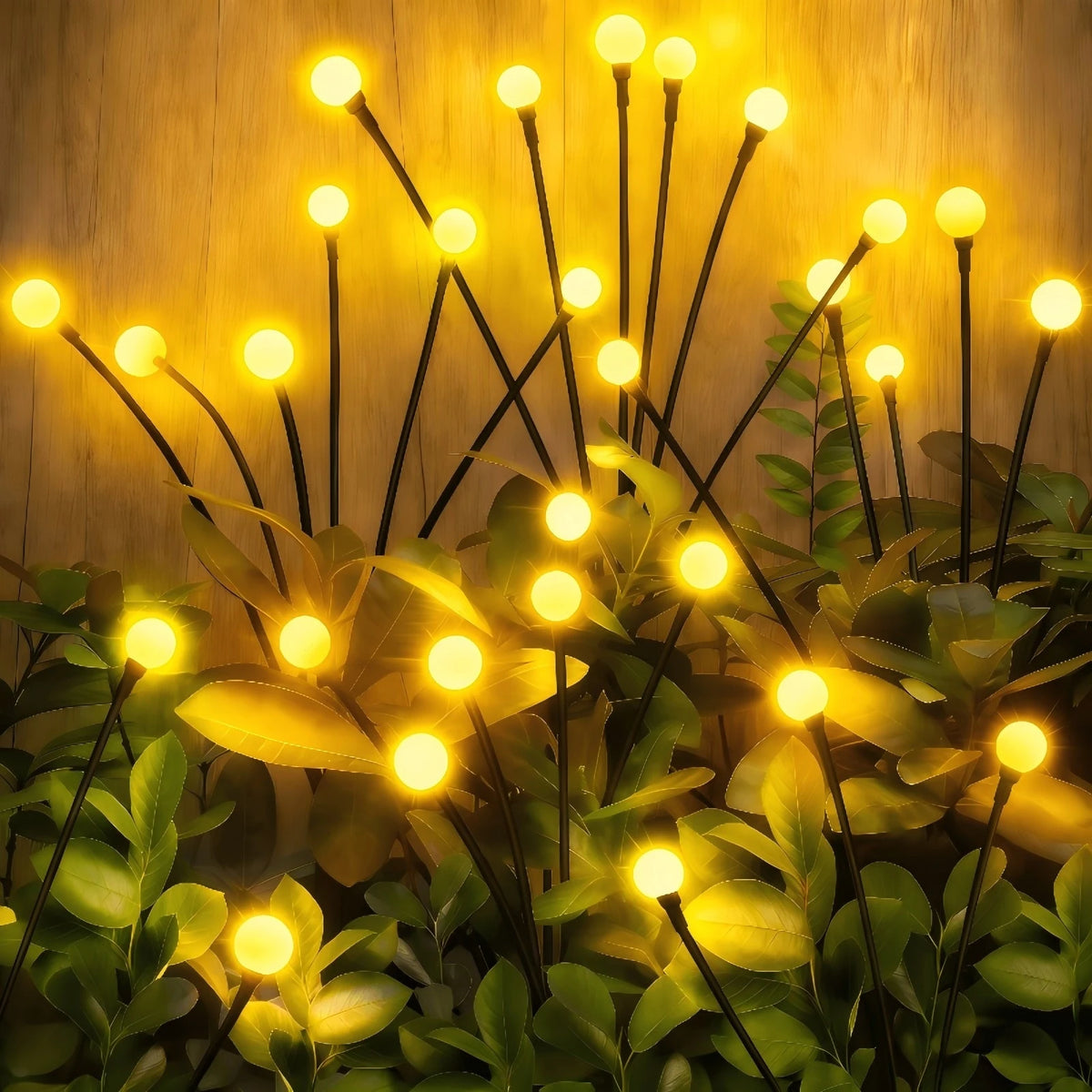 Bouncing Firefly Solar Lawn Stake Lights, Flexible Tiltable Rod Warm Round Bulb Lights for Outdoor Garden Landscape Decoration